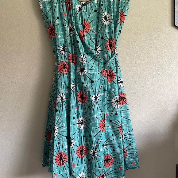 Michael Miller Atomic Print Wrap Dress with Pockets1950s Reproduction - Picture 4 of 9